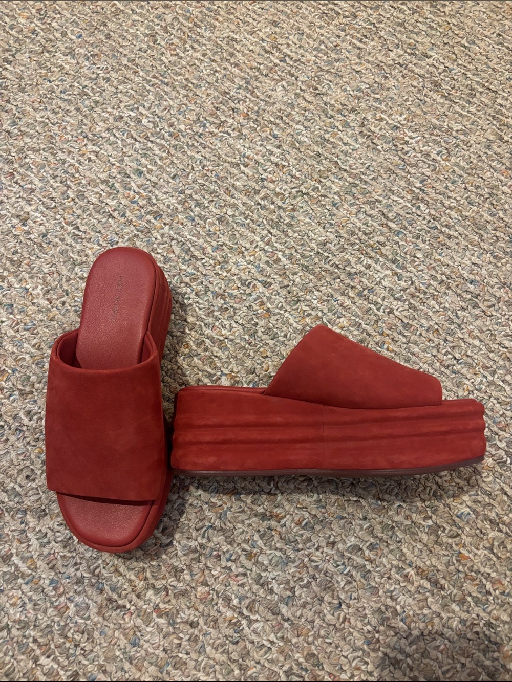 Free People Brick Red Suede Platform Slide Sandals - Picture 2 of 3